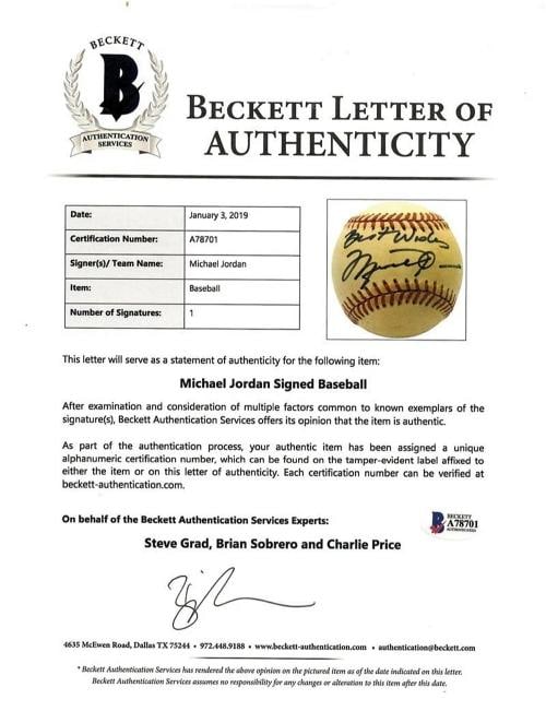 Michael Jordan Signed 1980's Baseball Inscribed "Best Wishes" (Beckett LOA) - 3
