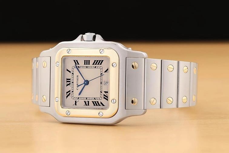 CARTIER SANTOS GALBEE W20011C4 29MM IVORY ROMAN DIAL 18K GOLD STEEL WATCH - 2