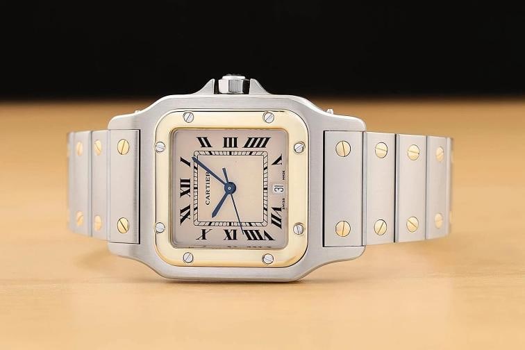 CARTIER SANTOS GALBEE W20011C4 29MM IVORY ROMAN DIAL 18K GOLD STEEL WATCH - 3