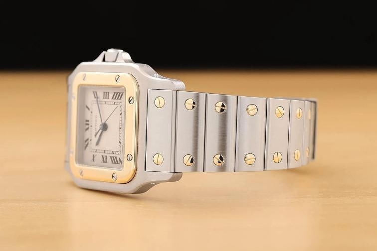 CARTIER SANTOS GALBEE W20011C4 29MM IVORY ROMAN DIAL 18K GOLD STEEL WATCH - 4