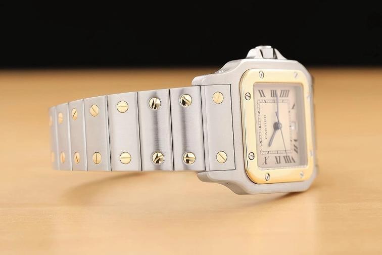 CARTIER SANTOS GALBEE W20011C4 29MM IVORY ROMAN DIAL 18K GOLD STEEL WATCH - 7