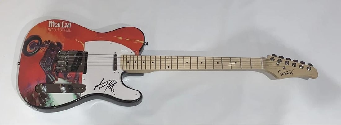 MEAT LOAF Signed Custom Guitar (JSA): Industry: Music,Autograph Authentication: James Spence (JSA),Object Type: Guitar & Guitar Pick,Original/Reproduction: Original,Country of Origin: United States