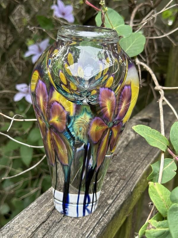 David Lotton Signed Art Glass Vase - 8