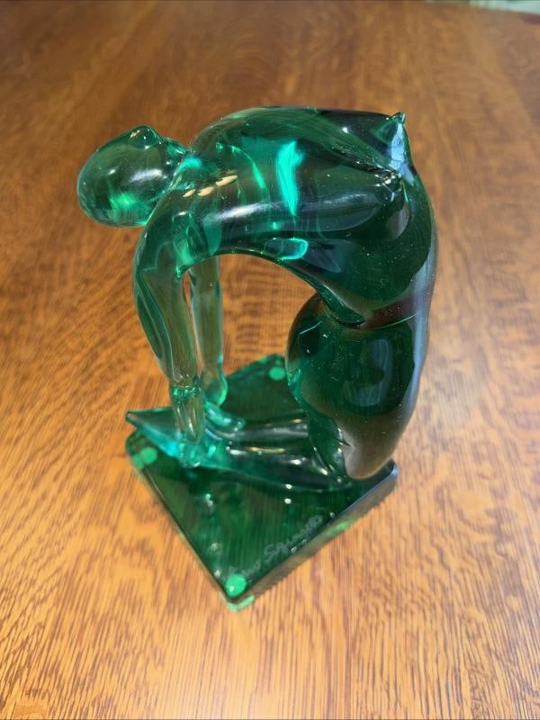 PINO SIGNORETTO Signed Murano At Glass Sculpture~(8.5"H x 4.5"W): Condition: Used: An item that has been used previously. The item may have some signs of cosmetic wear, but is fully operational and functions as intended. This item may be a floor model or store
