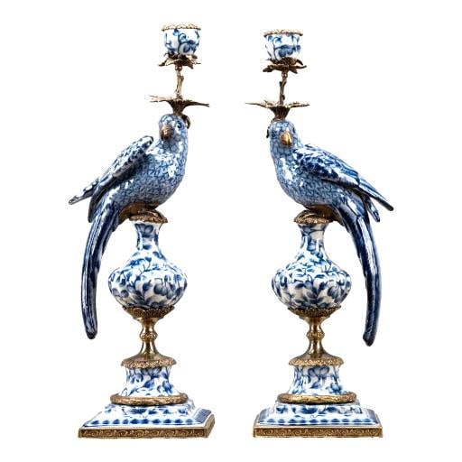 Set Of 2~ Porcelain Bronze Ormolu Candlesticks Candle Holders~(19"H x 7" x 6") (1 of 6)