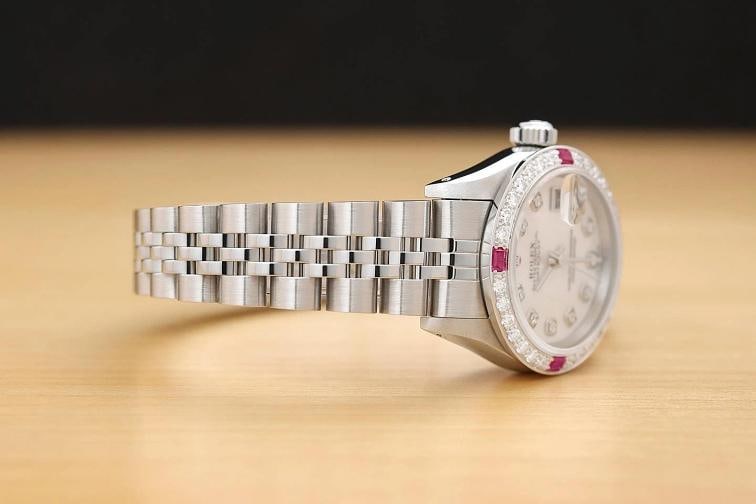 ROLEX LADIES DATEJUST 69174 18K GOLD MOTHER OF PEARL DIAMOND RUBY STEEL WATCH - 7