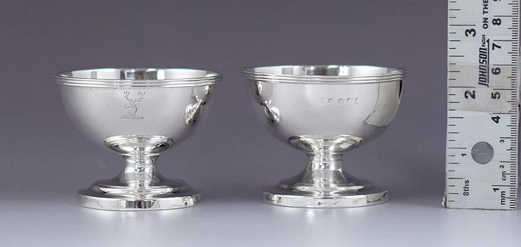 1805-1818 Fab set 4 English Georgian Sterling Silver Round Open Salt Cellars - 4