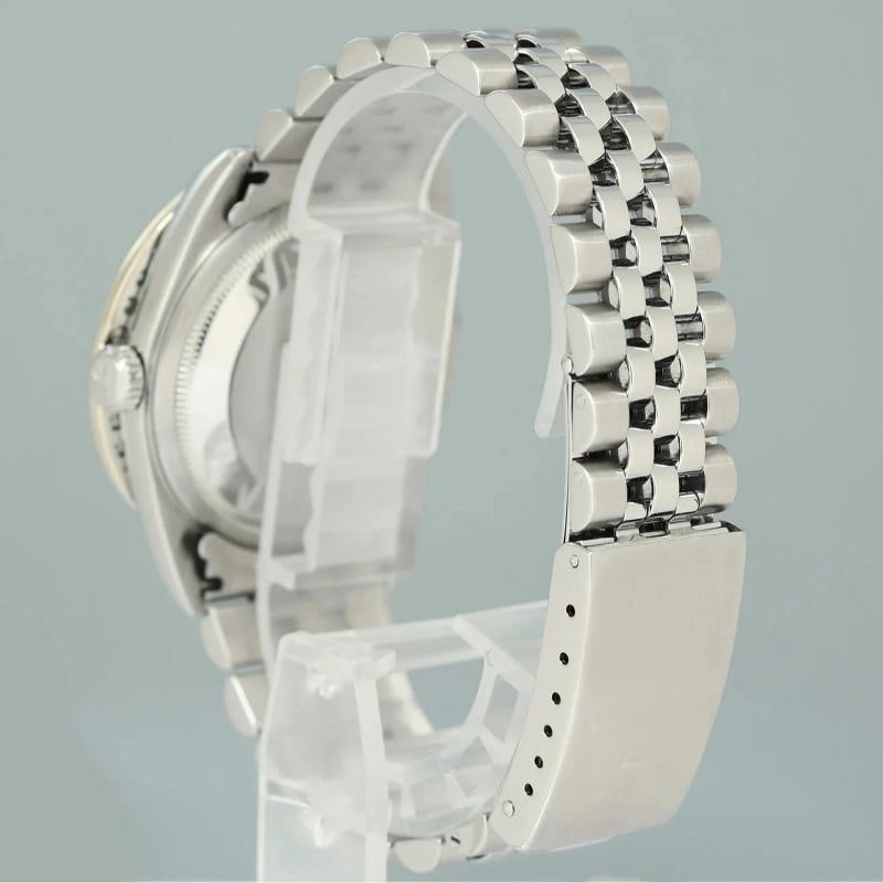 DIAMOND Bezel Rolex DateJust 36mm Blue Diamond 16200 Jubilee Steel Watch Box - 4