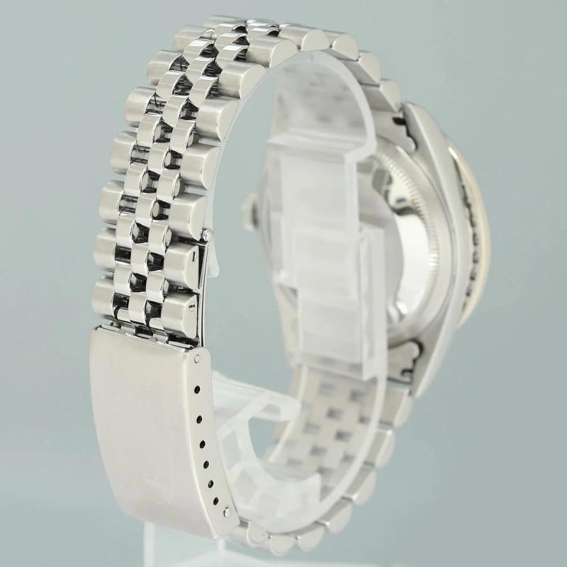 DIAMOND Bezel Rolex DateJust 36mm Blue Diamond 16200 Jubilee Steel Watch Box - 6
