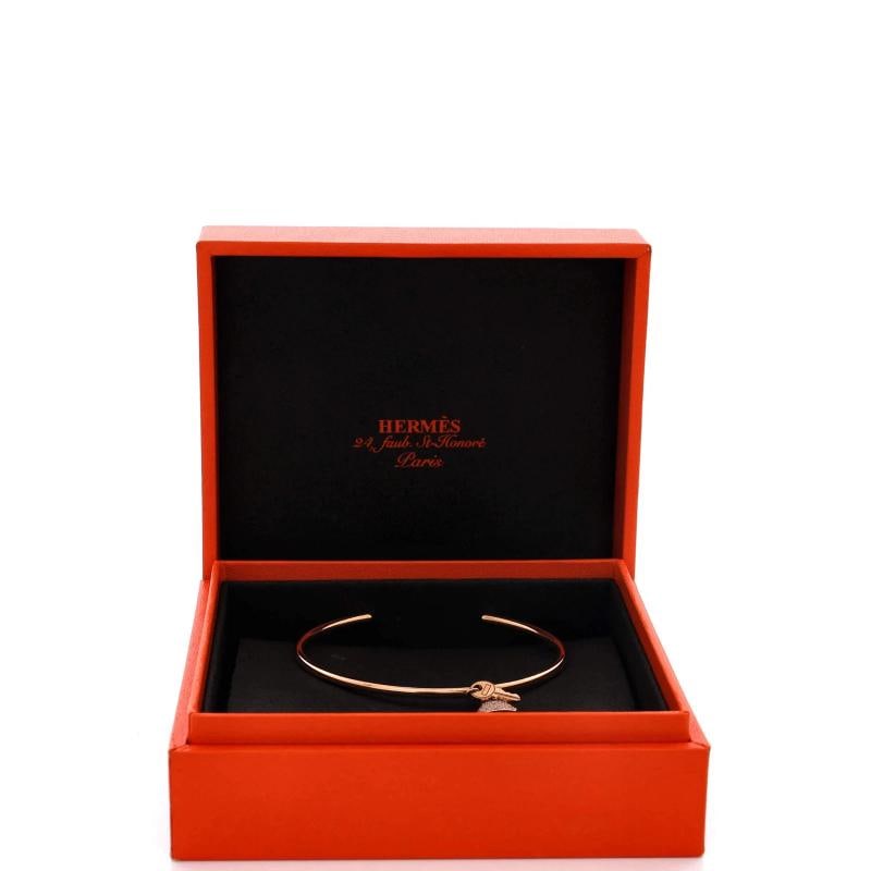 Hermes Kelly Clochette Cuff Bracelet 18K Rose Gold with Diamonds Small - 2