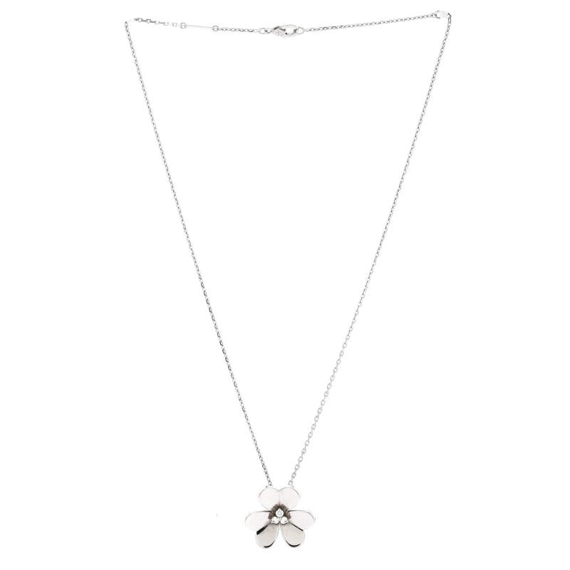 Van Cleef & Arpels Frivole Pendant Necklace 18K White Gold with Diamonds Large - 2