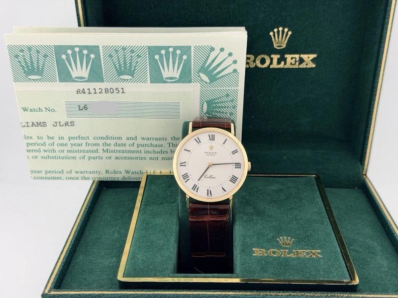Rolex Cellini 4112 32mm Silver Roman Dial 18k Yellow Gold Box Paper - 13