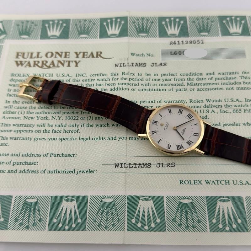 Rolex Cellini 4112 32mm Silver Roman Dial 18k Yellow Gold Box Paper - 2