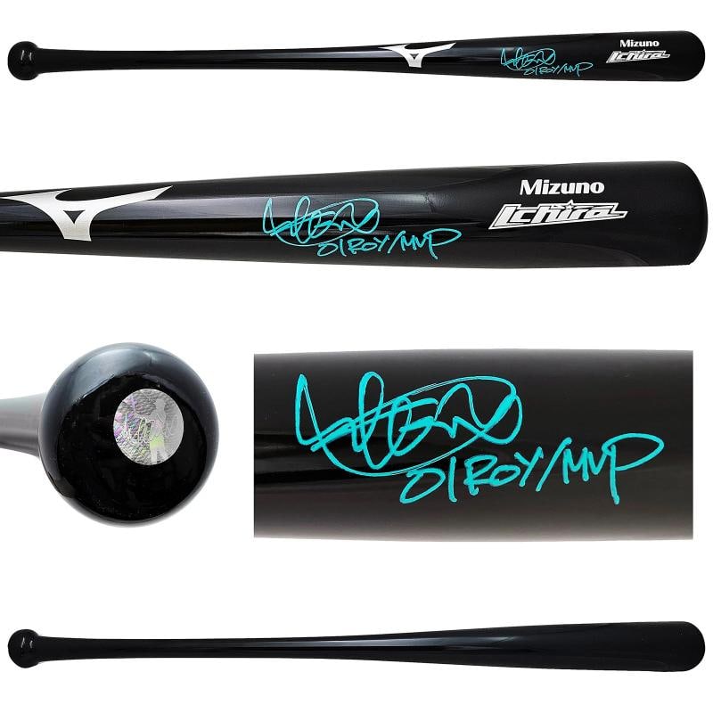 Ichiro Suzuki Signed Black Mizuno Player Model Bat Mariners "01 ROY/MVP" IS Holo (1 of 9)