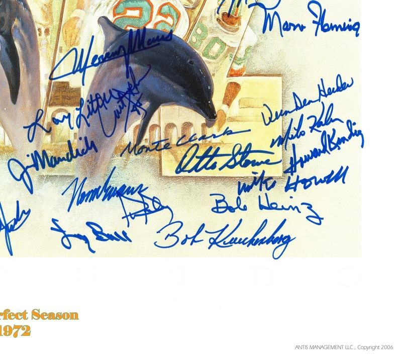1972 Dolphins Perfect Season Team Auto Lithograph Photo 40+ Sigs Shula, Griese # - 7
