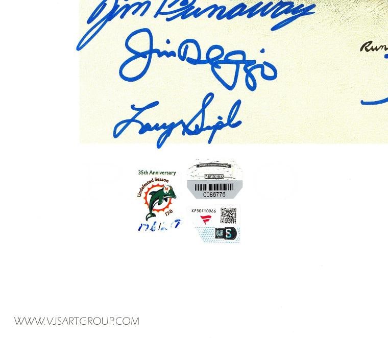 1972 Dolphins Perfect Season Team Auto Lithograph Photo 40+ Sigs Shula, Griese # - 8