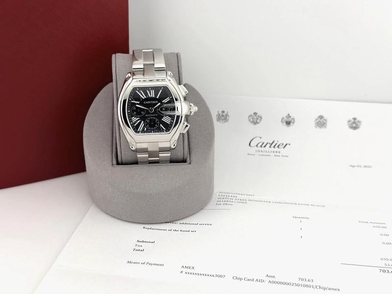 Cartier Roadster Chronograph XL W62020X6 2618 43mm Black Dial Steel 2025 Service - 4