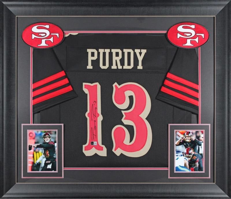 Brock Purdy Authentic Signed Black Alternate Pro Style Framed Jersey BAS Witness: Player: Brock Purdy,Product: Jersey,Original/Reprint: Original,Team: San Francisco 49ers,Autograph Authentication: Beckett,PRODUCT_COA: Beckett,PRODUCT_SIGNED_BY_NAME: Brock