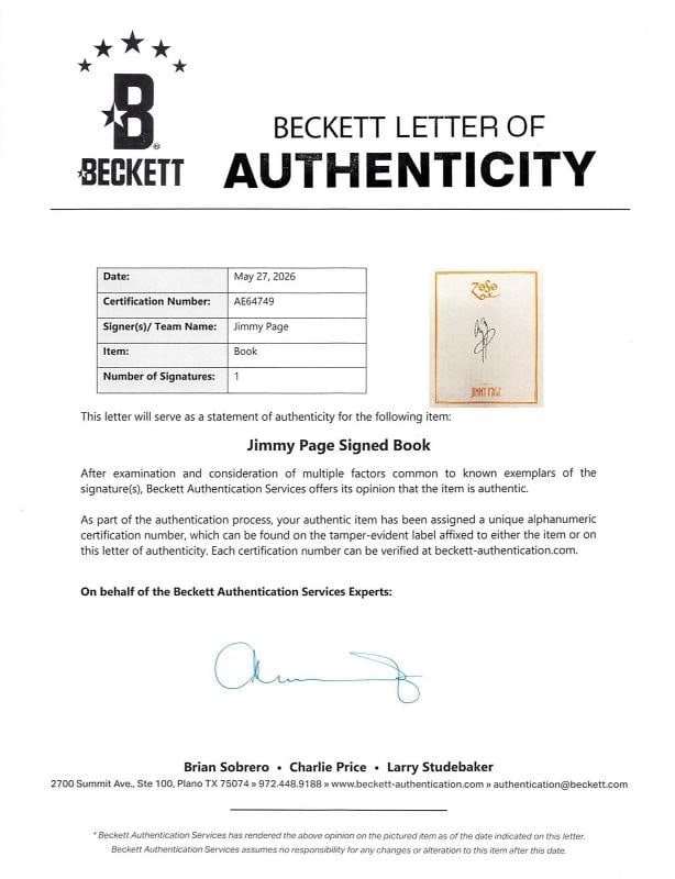 Jimmy Page Authentic Signed Led Zeppelin by Led Zeppelin Hardcover Book BAS LOA - 7