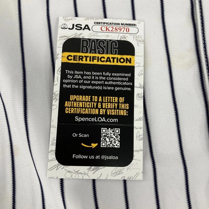 New York Yankees World Series Grand Slams Signed Jersey 5 Sigs Yogi Berra JSA - 9