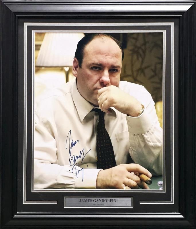 James Gandolfini Signed Framed 16x20 Photo The Sopranos "Tony" BAS: Sport: Entertainment,Product: Photo,Object Type: Photograph,Player: James Gandolfini,Player/Athlete: James Gandolfini,Autographed: Yes,Signed: Yes,Autograph Authentication: Beckett Authentication
