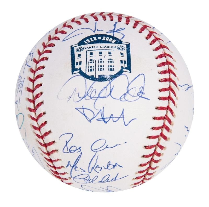 2008 New York Yankees Team Signed Baseball Derek Jeter Mariano Rivera Steiner - 3