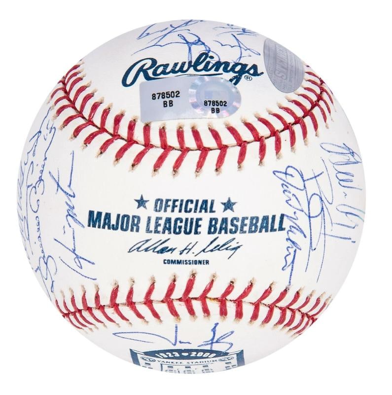 2008 New York Yankees Team Signed Baseball Derek Jeter Mariano Rivera Steiner - 4