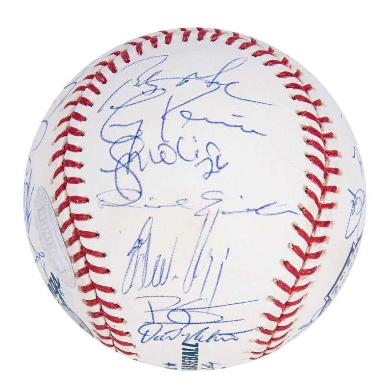 2008 New York Yankees Team Signed Baseball Derek Jeter Mariano Rivera Steiner - 5