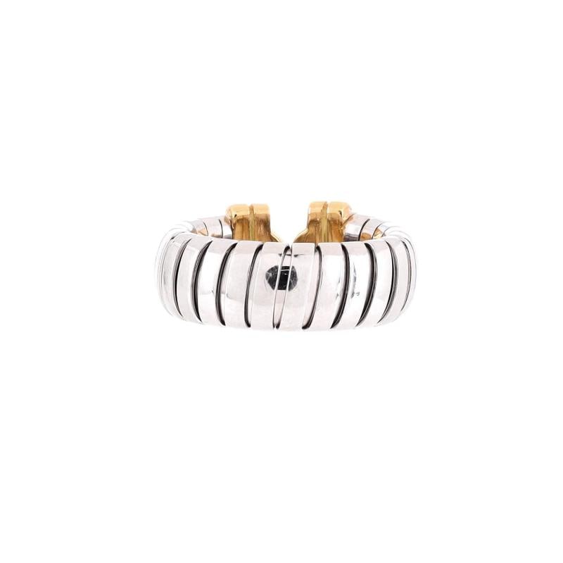 Bvlgari Tubogas Parentesi Ring Stainless Steel and 18K Yellow Gold with Diamond - 3