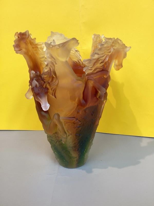 Nancy Daum Style Multi Color Horse Vase H9Ã¢â‚¬Â Heavy Art Glas - 11