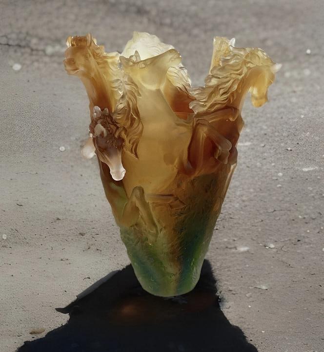 Nancy Daum Style Multi Color Horse Vase H9Ã¢â‚¬Â Heavy Art Glas - 2