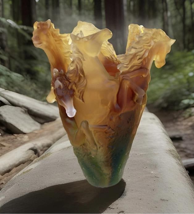 Nancy Daum Style Multi Color Horse Vase H9Ã¢â‚¬Â Heavy Art Glas - 3