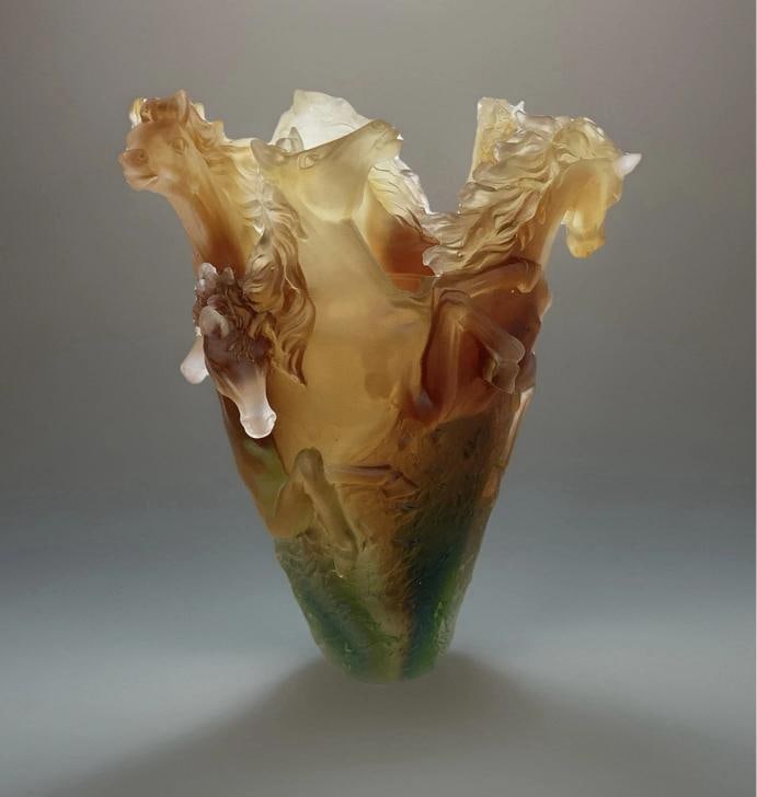 Nancy Daum Style Multi Color Horse Vase H9Ã¢â‚¬Â Heavy Art Glas - 4