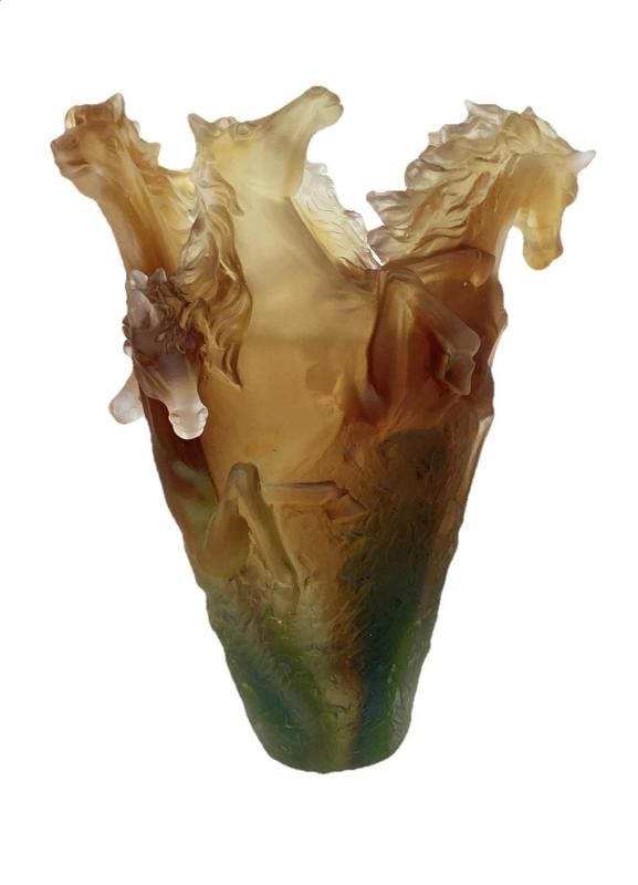Nancy Daum Style Multi Color Horse Vase H9Ã¢â‚¬Â Heavy Art Glas - 5
