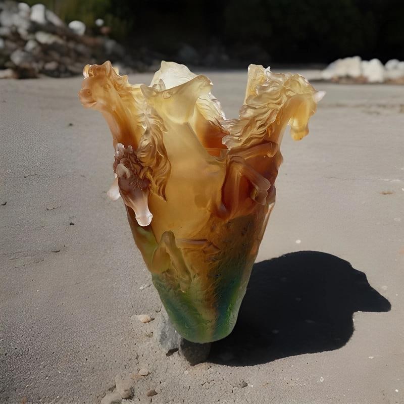 Nancy Daum Style Multi Color Horse Vase H9Ã¢â‚¬Â Heavy Art Glas - 6