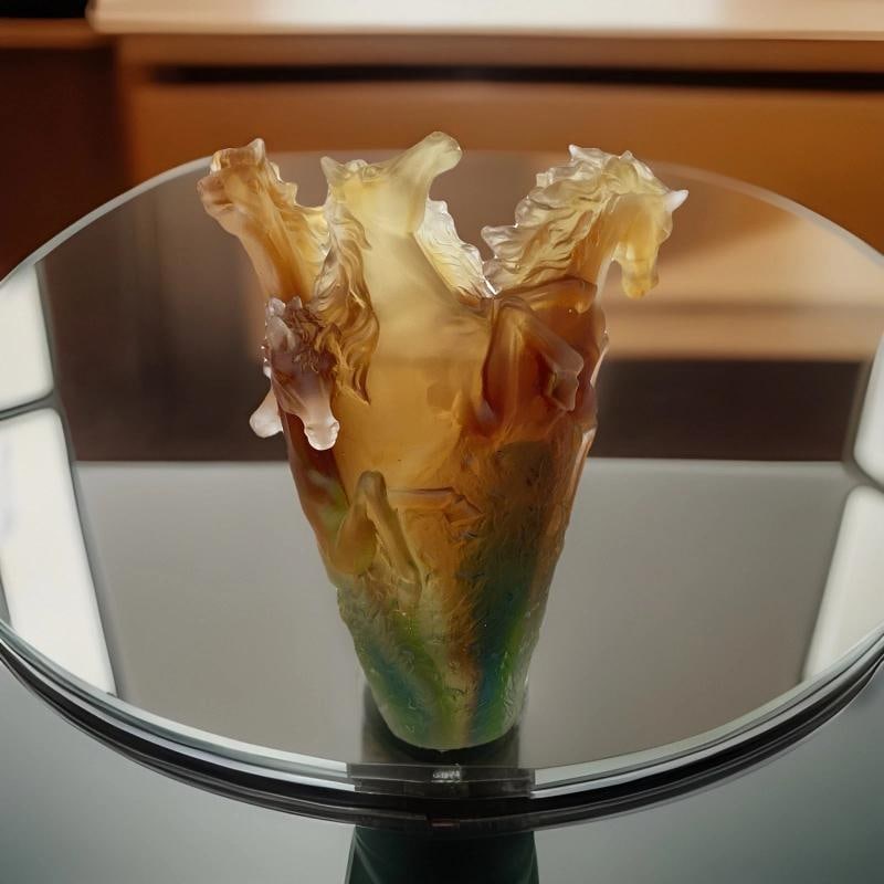 Nancy Daum Style Multi Color Horse Vase H9Ã¢â‚¬Â Heavy Art Glas - 7