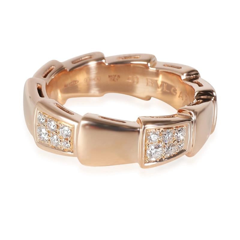 BVLGARI Serpenti Fashion Ring in 18k Rose Gold 0.34 CTW: Condition: Pre-owned - Good,Shape: Round Brilliant,Country of Origin: Italy,With Original Box/Packaging: Yes,With Papers: Yes,Side Stone Type: Diamond,Side Stone Weight (cts): 0.34,Metal Purity: 18k,G