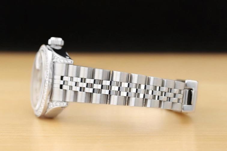 ROLEX DATEJUST 69174 MOTHER OF PEARL SAPPHIRE DIAMOND 18K WHITE GOLD STEEL WATCH - 5