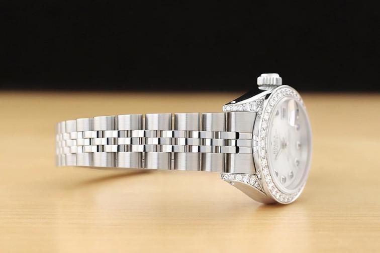 ROLEX DATEJUST 69174 MOTHER OF PEARL SAPPHIRE DIAMOND 18K WHITE GOLD STEEL WATCH - 7