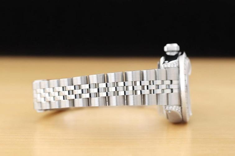 ROLEX DATEJUST 69174 MOTHER OF PEARL SAPPHIRE DIAMOND 18K WHITE GOLD STEEL WATCH - 8