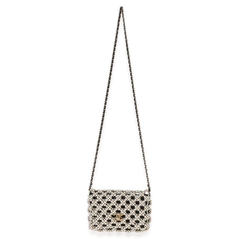 Chanel Black Gold Metal Pearl Embellished Mini Flap Bag - 6