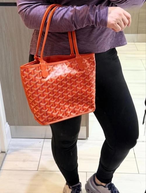 Goyard Mini Anjou Reversible Orange Coated Canva Tote Bag and Matching Wristlet - 12