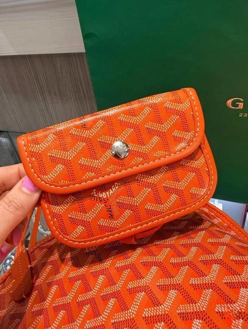 Goyard Mini Anjou Reversible Orange Coated Canva Tote Bag and Matching Wristlet - 6