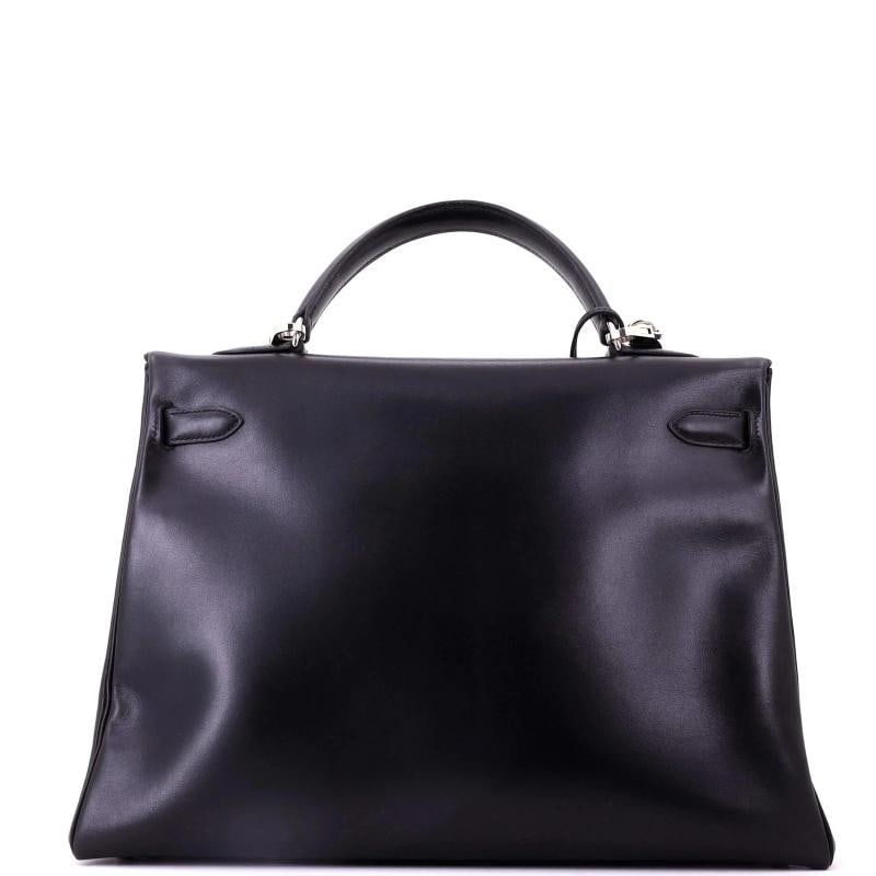 Hermes Kelly Handbag Black Box Calf with Palladium Hardware 35 - 4