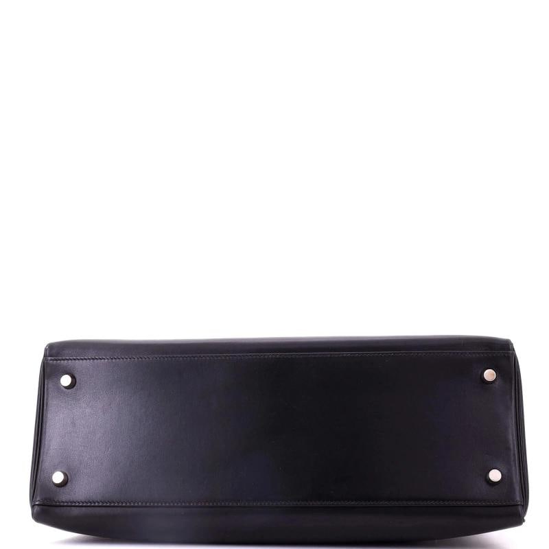 Hermes Kelly Handbag Black Box Calf with Palladium Hardware 35 - 5