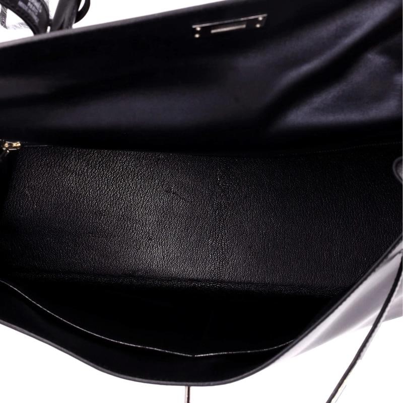 Hermes Kelly Handbag Black Box Calf with Palladium Hardware 35 - 6