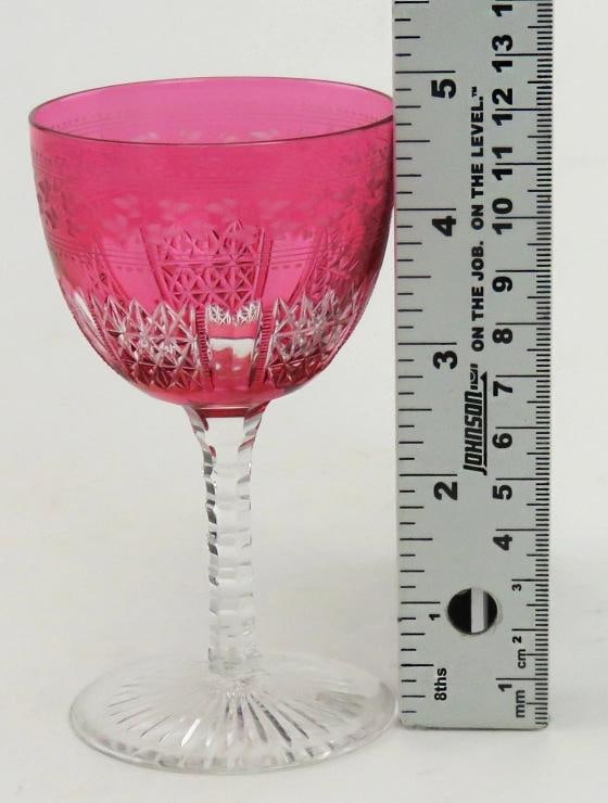 11 Antique c1870 Superb Quality Wheel Cut Ruby Red Wine Glasses - 10