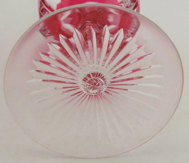 11 Antique c1870 Superb Quality Wheel Cut Ruby Red Wine Glasses - 5