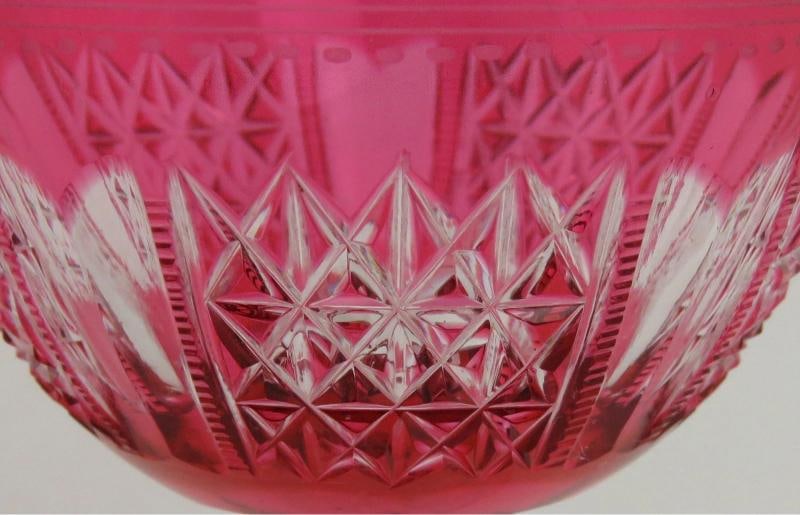 11 Antique c1870 Superb Quality Wheel Cut Ruby Red Wine Glasses - 6