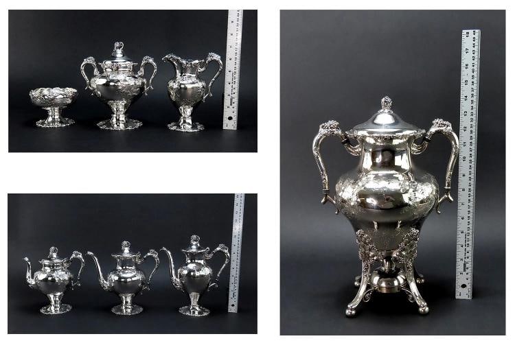 c1890s Fantastic Barbour / Int'l Silver Plate 7pc Grape Vine Tea Set - 8